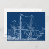 Carte Postale Blue Tend Voilier Plan (Devant / Derrière)