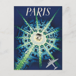 Carte Postale Blue Vintage Paris French Air Travel Europe
