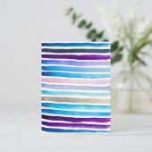 Carte Postale Blue watercolor stripes painted (Debout devant)