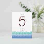 Carte Postale Blue Waves Loopy Heart Beach Modern Table Numéro (Debout devant)
