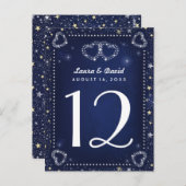 Carte Postale Blue White Gold Hearts & Stars Numéro de tableau C (Devant / Derrière)