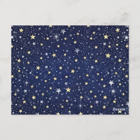 Carte Postale Blue White Gold Hearts & Stars Numéro de tableau C (Dos)