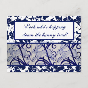 Carte Postale Blue & White Lapin Lapin Lapin Art Déco Pâques