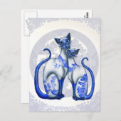 Carte postale Blue Willow Siamese Cats (Devant / Derrière)