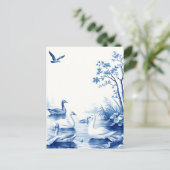 Carte Postale Blue Willow Swans Lake Scene (Debout devant)
