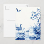 Carte Postale Blue Willow Swans Lake Scene (Devant / Derrière)