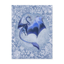 Blue Winter Dragon Imaginaire Nature Art