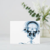 Carte Postale Blue X-Ray Vision Music Skeleton Skull (Debout devant)