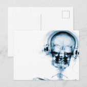Carte Postale Blue X-Ray Vision Music Skeleton Skull (Devant / Derrière)