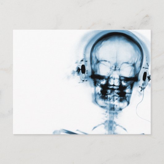 Carte Postale Blue X-Ray Vision Music Skeleton Skull (Devant)