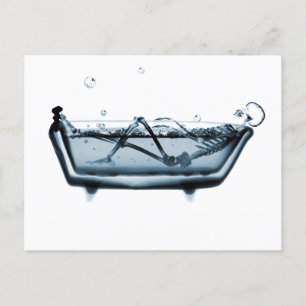 Carte Postale Blue X-Ray Vision Skeleton à Bath Tub