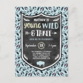 Carte Postale Blue Young Wild et Three Boys 3e fête d'anniversai (Devant)