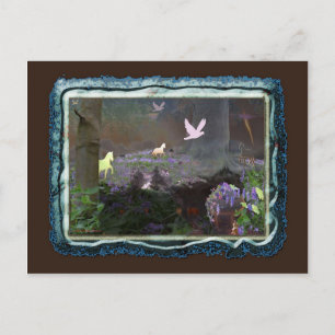 Carte Postale bluebellfield avec licorne
