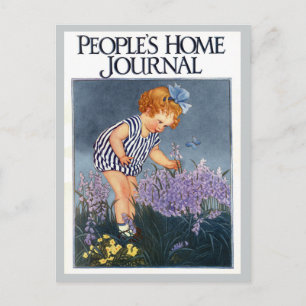 CARTE POSTALE "BLUEBELLS 'N BUTTERFLIN" JARDIN D'ÉTÉ VINTAGE