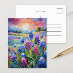 Carte Postale Bluebonnets Art Floral Abstrait<br><div class="desc">Un tableau moderne de style impressionniste de bleuets, l'emblématique fleur sauvage du Texas, rendu dans des teintes bleues et violettes époustouflantes avec des coups de pinceau abstraits. Les traits expressifs et les couleurs vives capturent la beauté naturelle et la grâce de ces fleurs, créant une interprétation vivante et texturée du...</div>