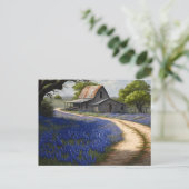 Carte Postale Bluebonnets et la vieille grange au Texas (Debout devant)