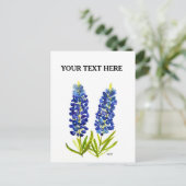 Carte Postale Bluebonnets Texas State Flowers Lupine Watercolor (Debout devant)