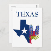 Carte Postale Bluebonnets Texas State Flowers Lupine Watercolor (Devant / Derrière)