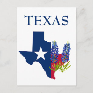 Carte Postale Bluebonnets Texas State Flowers Lupine Watercolor