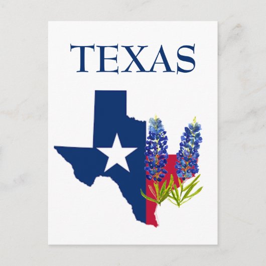 Carte Postale Bluebonnets Texas State Flowers Lupine Watercolor (Devant)
