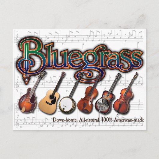 Carte Postale "Bluegrass - fait à 100% américain" (Devant)