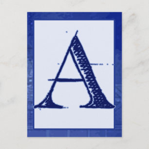 Carte Postale Blueprint Letter "A" Typography Banner Card