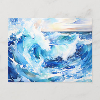 Carte Postale Blues et Blancs Tourbillonnants Vague Océanique Ab