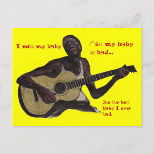 Carte Postale bluesman I Miss My Baby petite amie femme femme