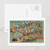 Carte Postale Bluffs du Conseil, Iowa - Grandes Scènes de lettre (Devant / Derrière)