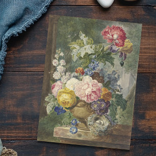 Carte Postale Blumenstrauß in einer Vase mit Vogelnest