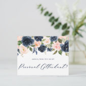 Carte Postale Blush and Navy Floral Be My Personal Attendant (Debout devant)