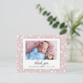Carte Postale Blush Faire-part de naissance Merci Pois (Debout devant)
