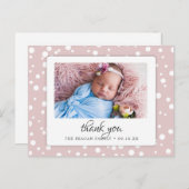 Carte Postale Blush Faire-part de naissance Merci Pois (Devant / Derrière)