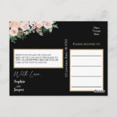 Carte postale Blush Floral Black Mariage Merci (Dos)
