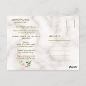 Carte Postale Blush Floral Marbre Or Changement de plans Mariage (Dos)