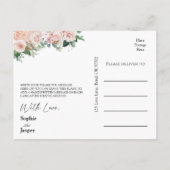 Carte postale Blush Floral White Mariage Merci (Dos)