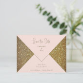 Carte Postale Blush & Gold Glam Wedding Enregistrer la date (Debout devant)