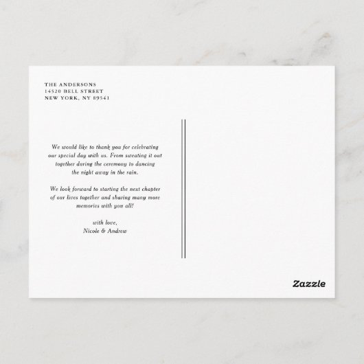 Carte Postale Blush & Gold Whimsical Script Merci (Dos)