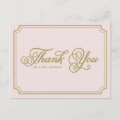 Carte Postale Blush & Gold Whimsical Script Merci (Devant)