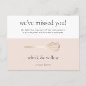 Carte Postale Blush & Gold Whisk | Réouverture de la boulangerie (Devant)