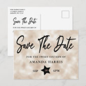 Carte Postale Blush Pearl Sweet 16 Enregistrer La Date (Devant / Derrière)