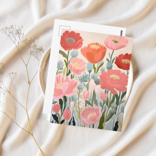 Carte Postale Blush Peonies Floral Art