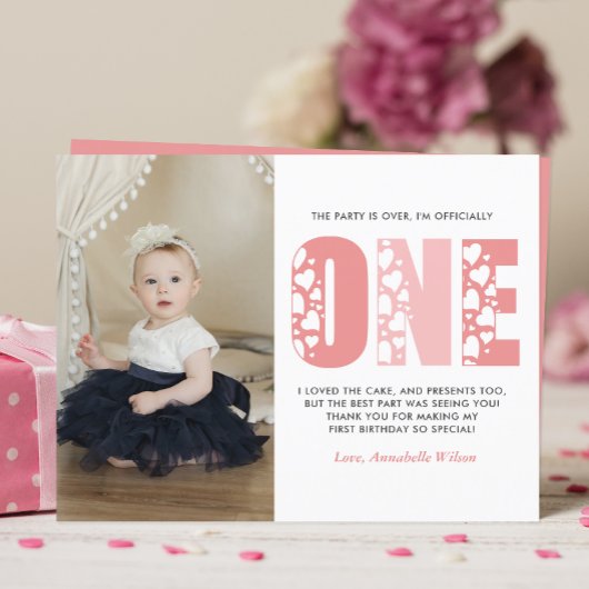 Carte postale Blush Pink 1er Merci anniversaire
