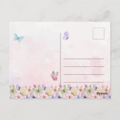 Carte Postale Blush Pink Bunny & Papillons Saint-Valentin (Dos)