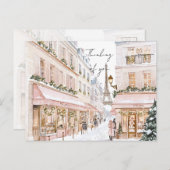 Carte Postale Blush Pink Paris Tour Eiffel Pensez à vous (Devant / Derrière)