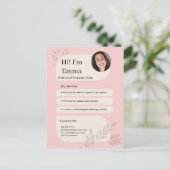 Carte Postale Blush Pink Postpartum Doula Professional Design (Debout devant)