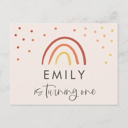 Carte Postale Blush Pink Terracotta Rainbow 1er fête d'anniversa (Devant)