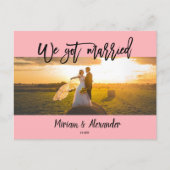 Carte Postale Blush Pink We eloped Wedding announcement Postcard (Devant)