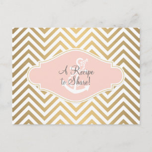 Carte Postale Blush Preppy Chevron Stripe Ancre marine moderne