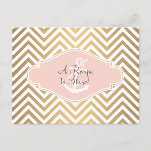 Carte Postale Blush Preppy Chevron Stripe Ancre marine moderne (Devant)